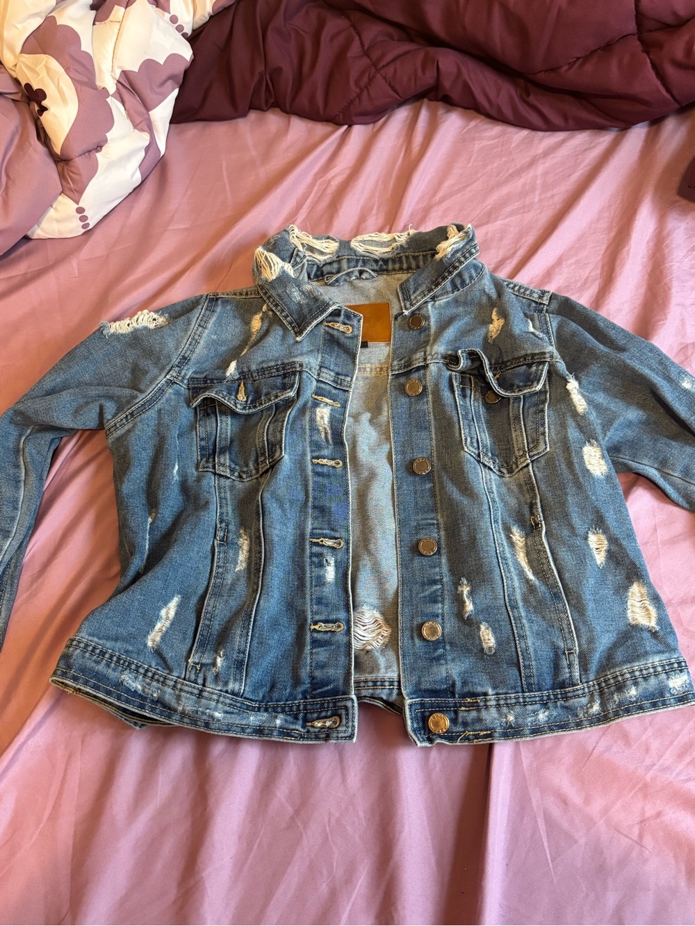 Distressed Blue Denim Jean Jacket - Casual Chic